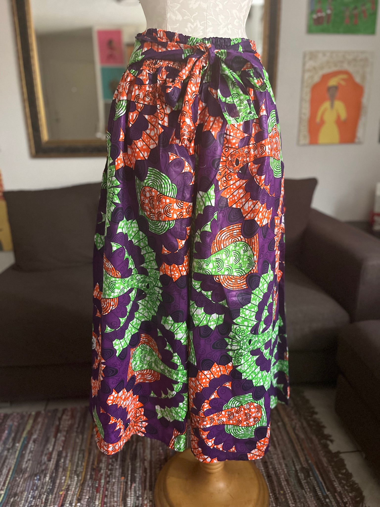 African Print Wide Leg Pants Sunflower Honeypot